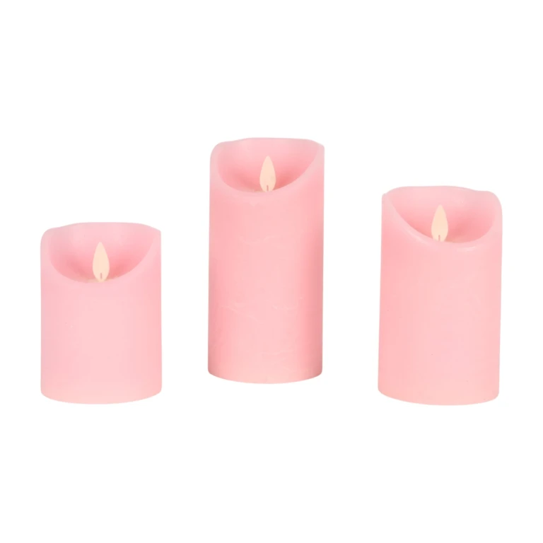 Candele LED rosa - set da 3