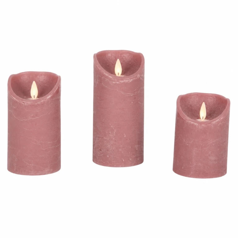 Candele LED rosa - set da 3