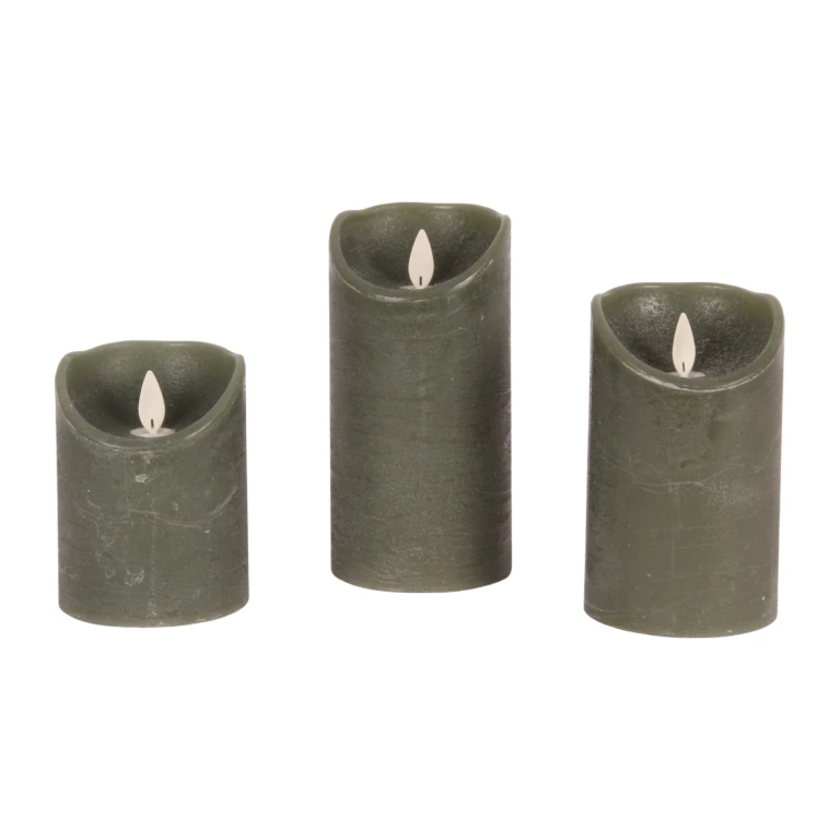 Candele LED in cera - verde - set da 3