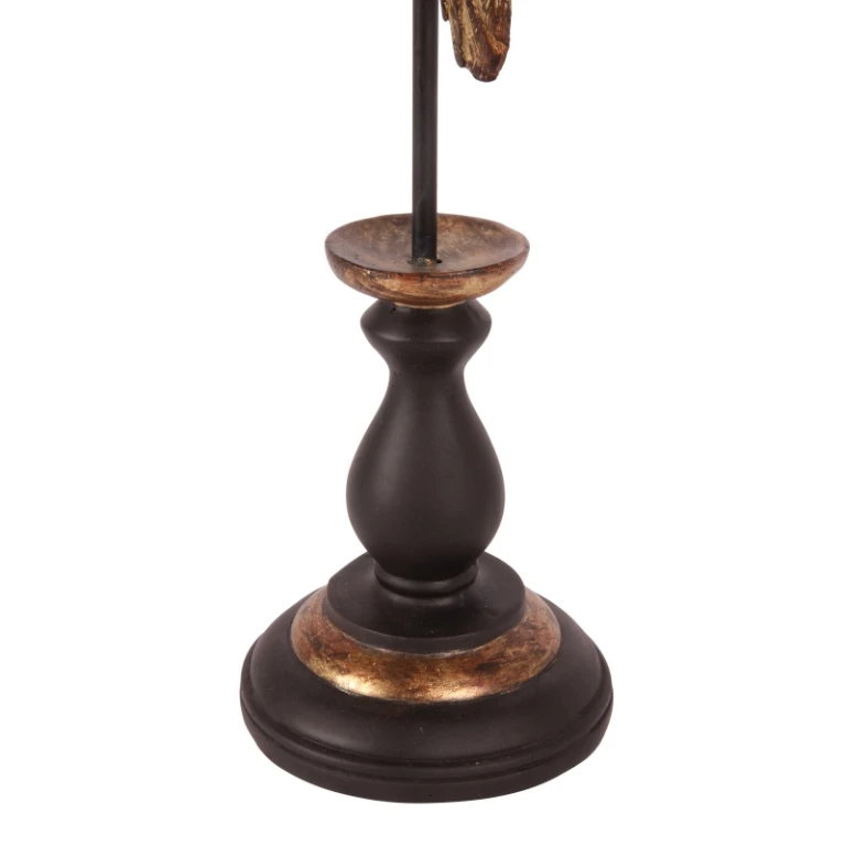 Statua di pappagallo su piedistallo - oro - 33 cm