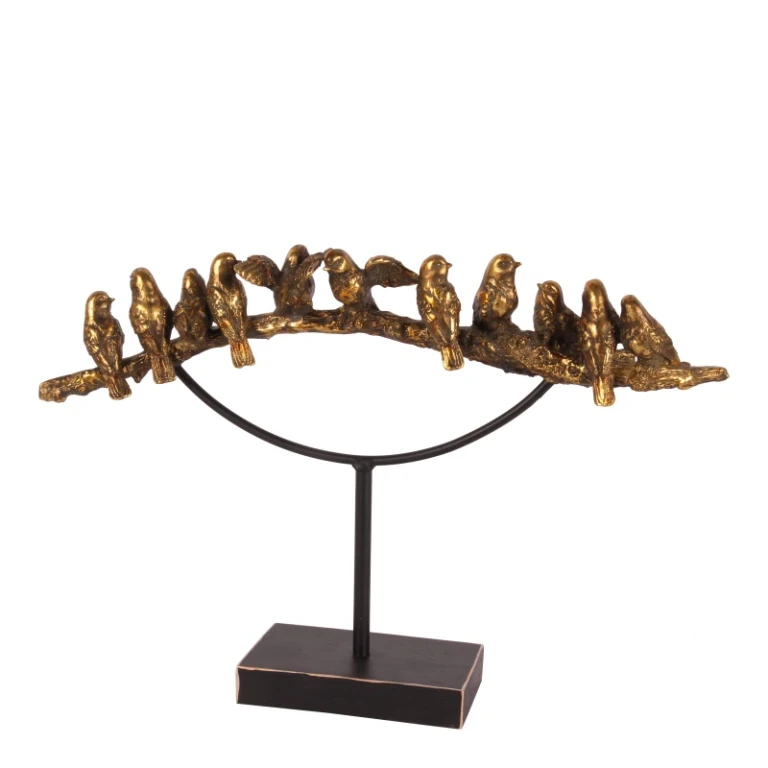 Uccelli su bastone - oro - 30 cm