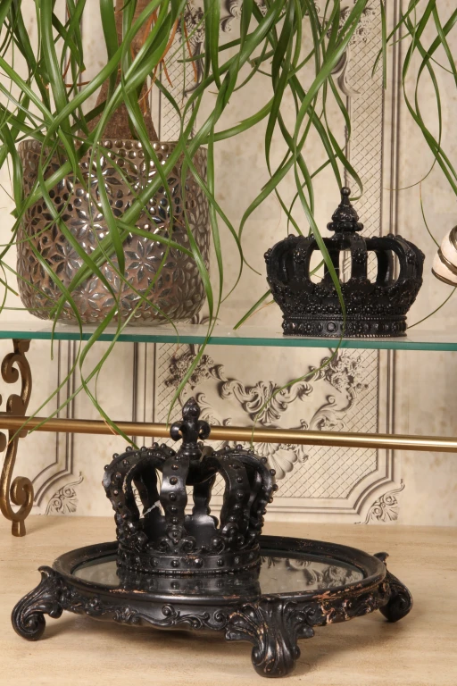 Corona decorativa - nera - 13,2 cm - resina artificiale