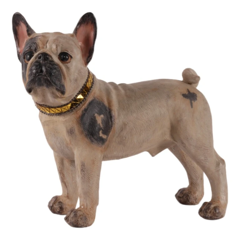 Statua di cane Bulldog francese - marrone - 32 cm