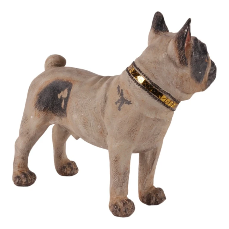 Statua di cane Bulldog francese - marrone - 32 cm