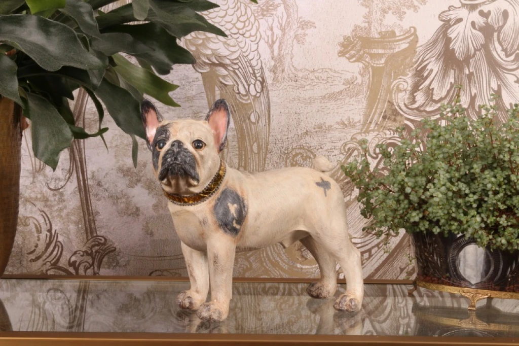 Statua di cane Bulldog francese - marrone - 32 cm