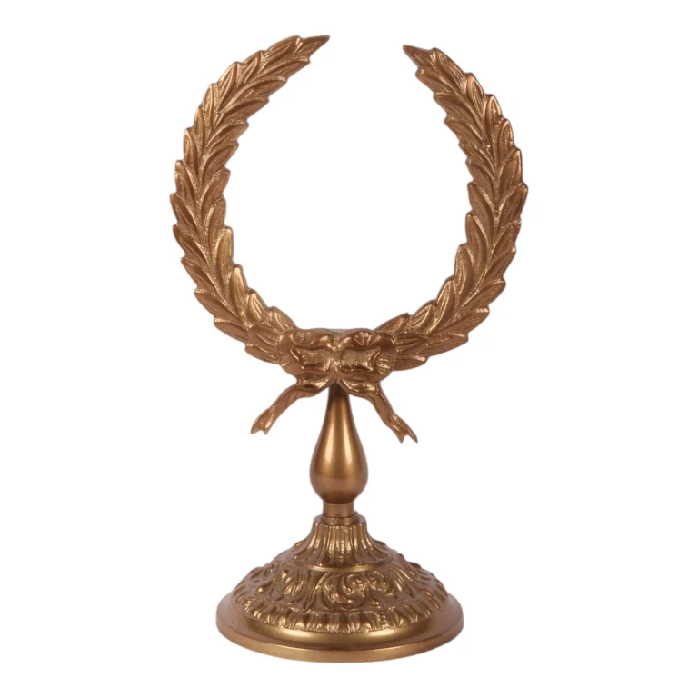 Corona d'alloro su piedistallo - oro - 28 cm - alluminio
