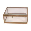 Scatola porta gioielli 11 x 9 x 4,5 cm - oro - ottone e vetro