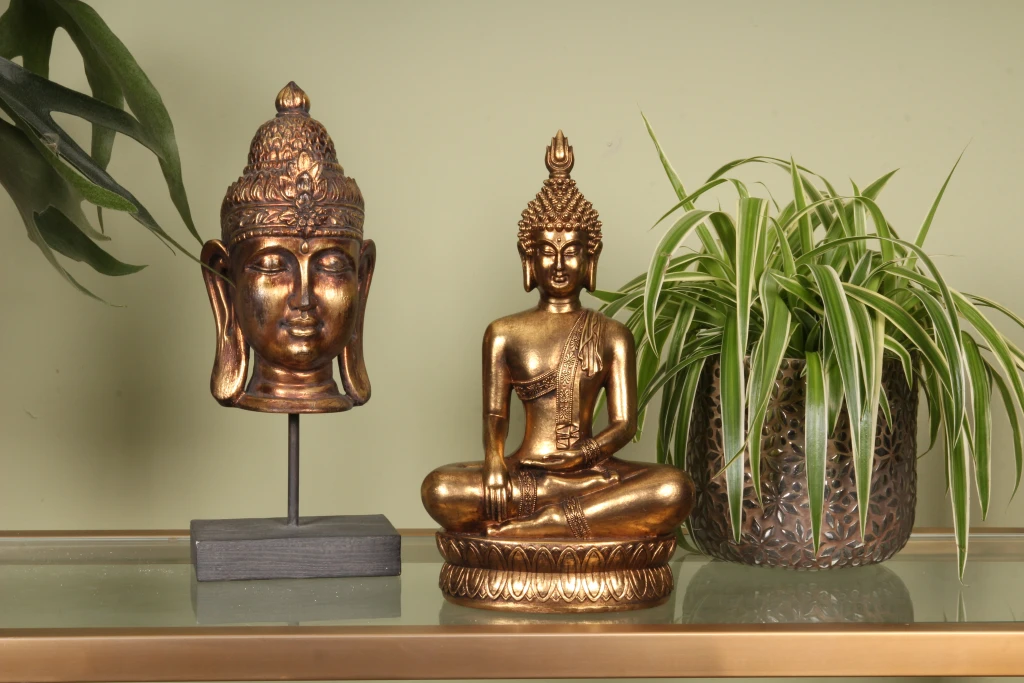 Statua di Buddha - oro - 33 cm - resina artificiale