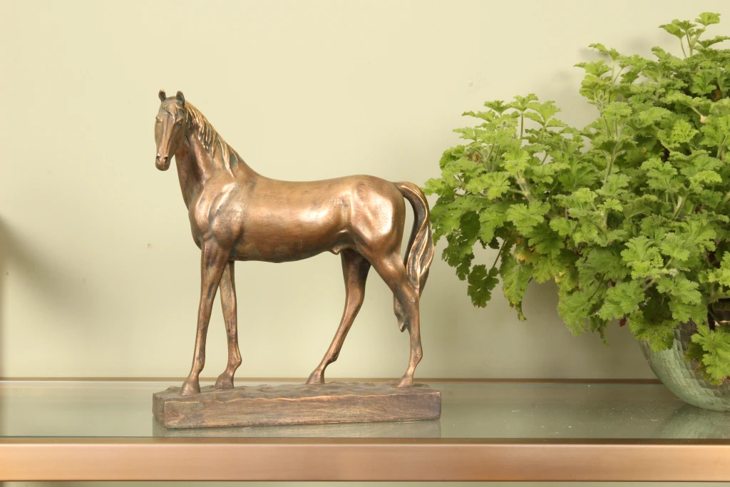 Statua di cavallo - oro - 28 cm
