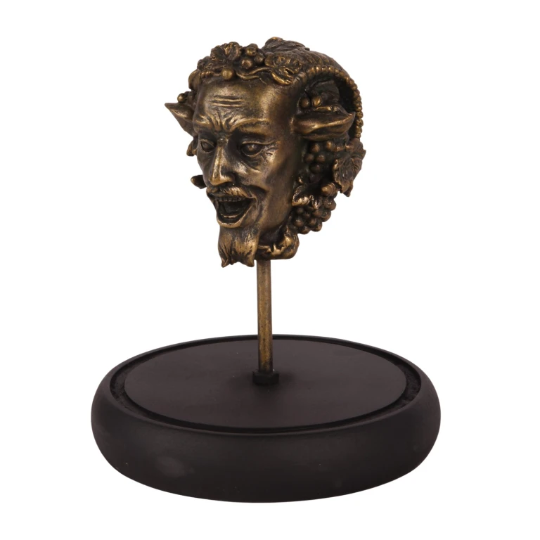 Figura di Bacco con vetrina di vetro - oro - 23 cm - resina artificiale