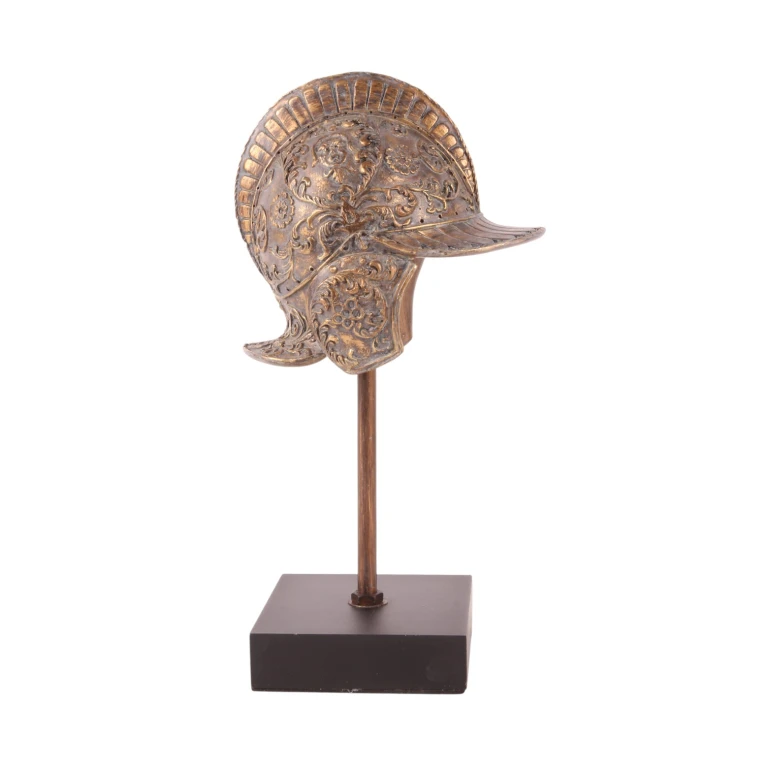 Elmo su base - oro - 29,5 cm - resina artificiale