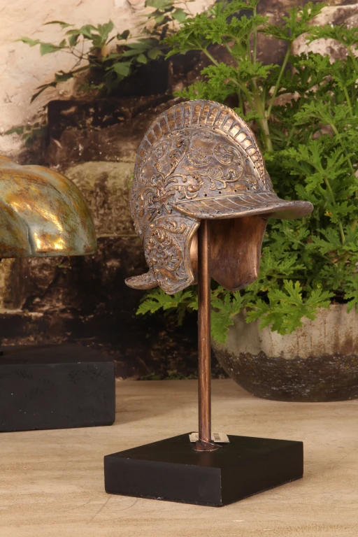 Elmo su base - oro - 29,5 cm - resina artificiale