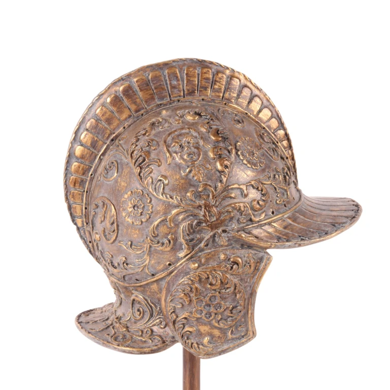 Elmo su base - oro - 29,5 cm - resina artificiale