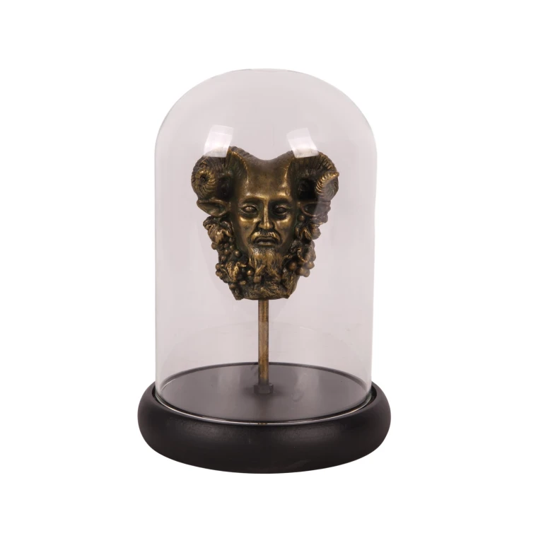 Statua di Bacco con cupola di vetro - oro - 23 cm - resina artistica