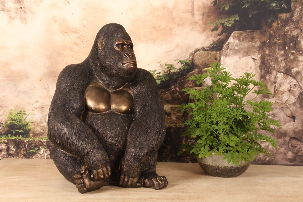 Scultura di gorilla - oro - 61 cm