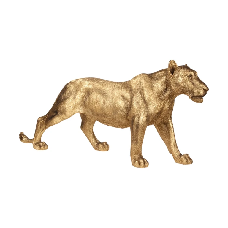 Statua di leone femmina - oro - 124 cm