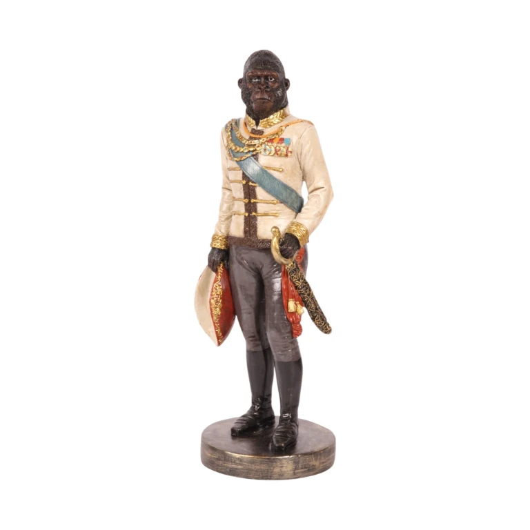 Statua di orangotango su piedistallo - avorio - 40,5 cm