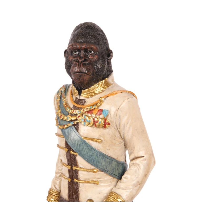 Statua di orangotango su piedistallo - avorio - 40,5 cm