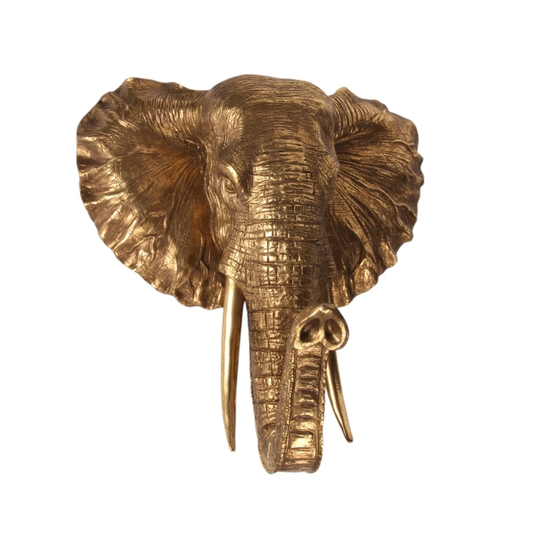 Ornamento da parete Elefante - oro - 23 cm - resina artificiale