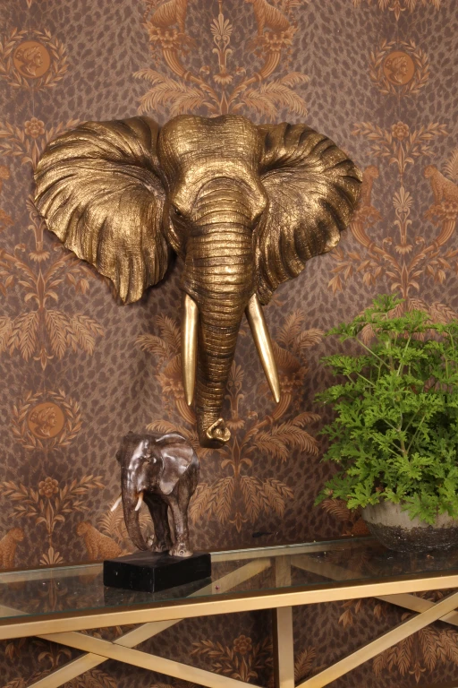 Ornamento da parete Elefante - oro - 61 cm - resina artificiale