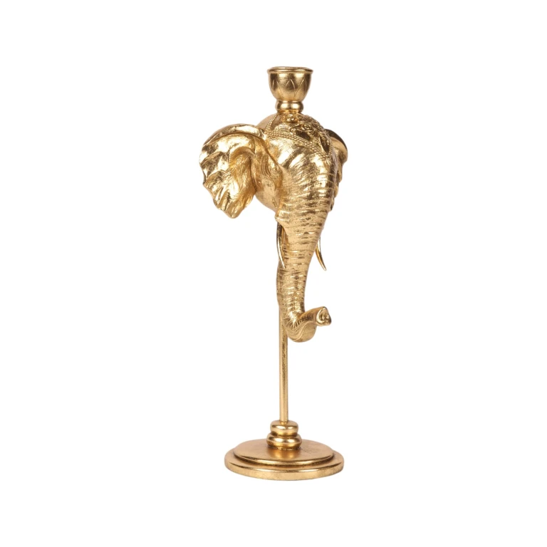 Candelabro Elefante - 35,5 cm - oro - resina artificiale