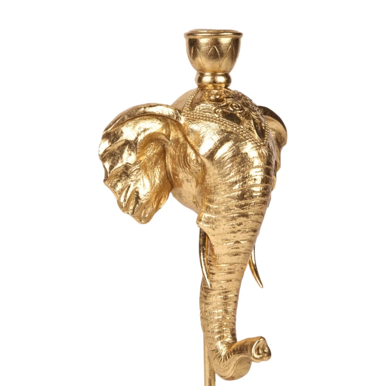 Candelabro Elefante - 35,5 cm - oro - resina artificiale