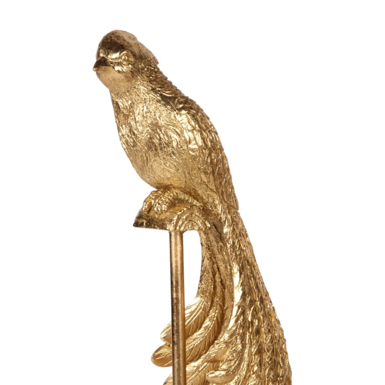 Scultura di uccello su base - oro - 49 cm