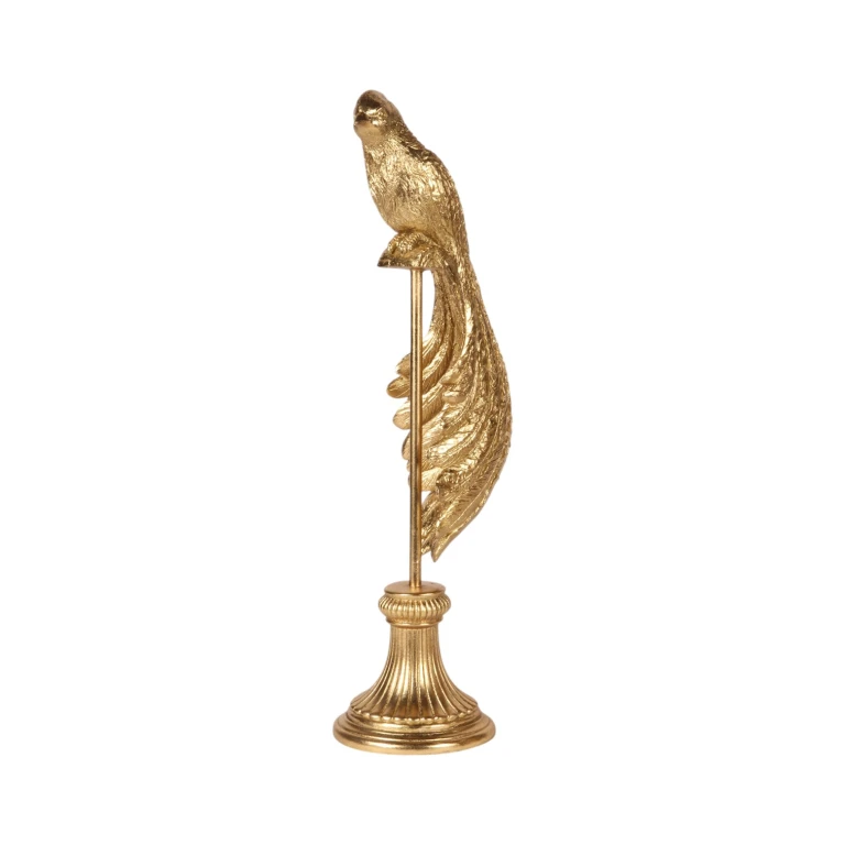 Scultura di uccello su base - oro - 49 cm