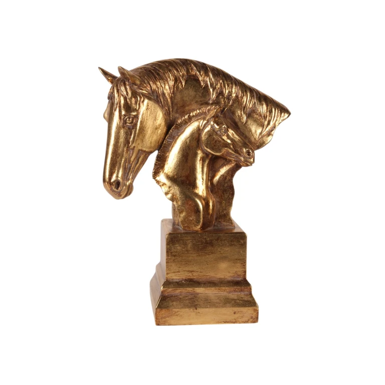 Scultura teste di cavallo - oro - 30 cm