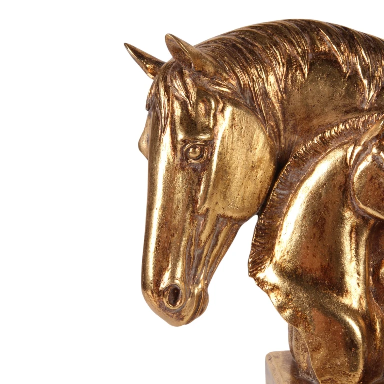 Scultura teste di cavallo - oro - 30 cm