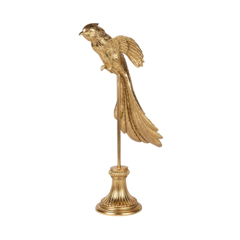 Scultura di uccello su base - oro - 49,5 cm - 1 pezzo