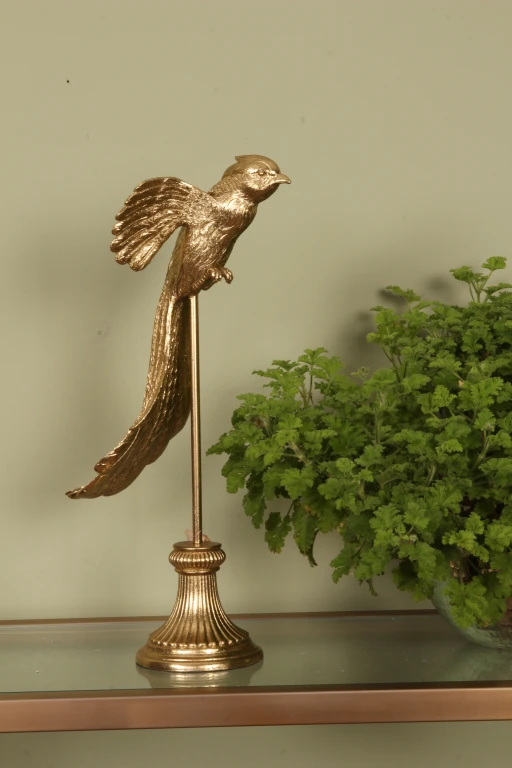 Scultura di uccello su base - oro - 49,5 cm - 1 pezzo