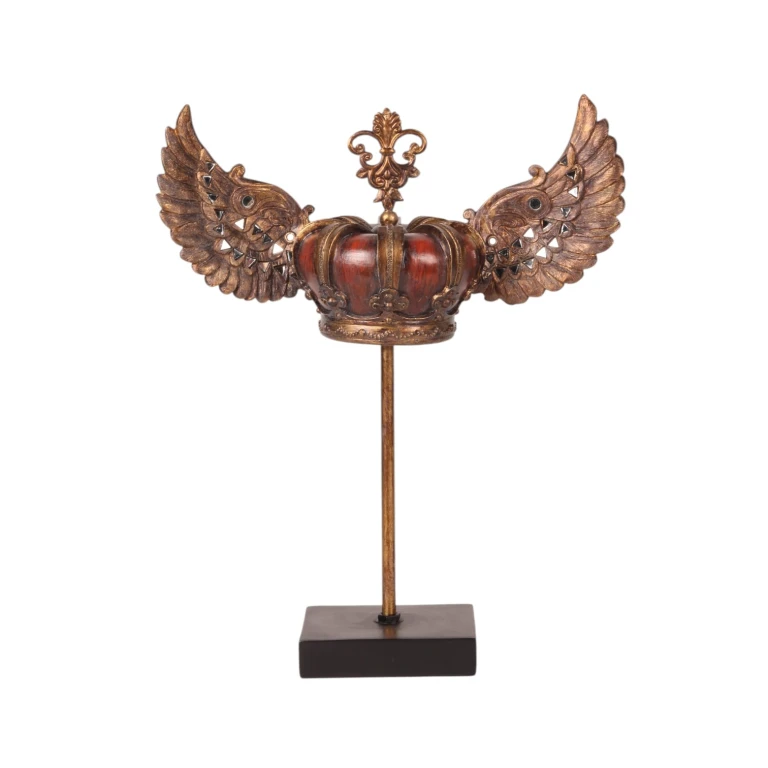Corona su base - rosso/oro - 36,5 cm - resina artificiale