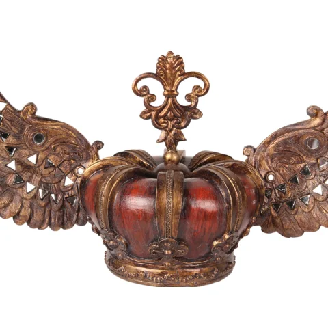 Kroon op standaard - rood/goud - 36,5 cm - kunsthars