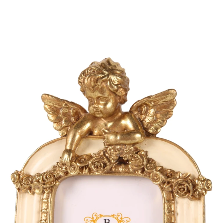 Cornice fotografica 6 x 9 cm - crema/oro - resina artistica - verticale