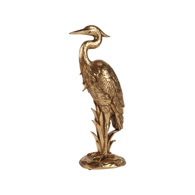 Scultura di airone in oro - 28 cm - 1 pezzo