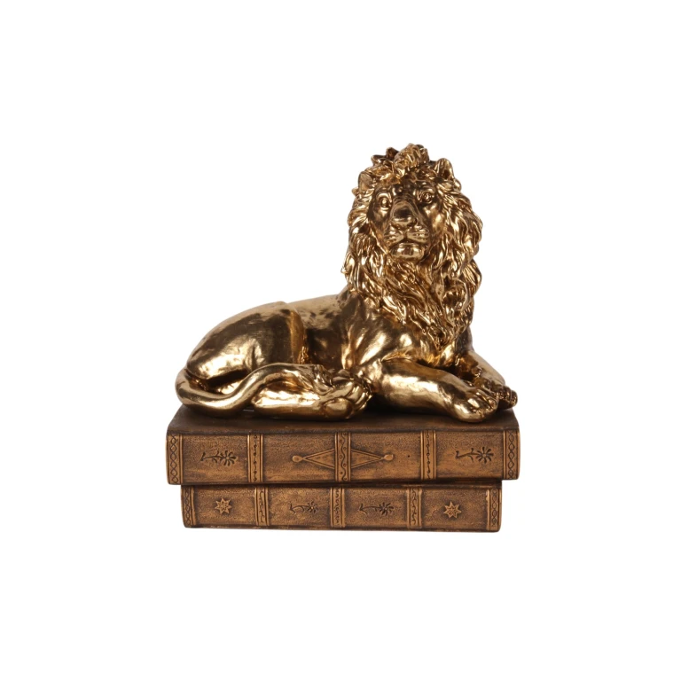 Statua di leone in oro - 21 cm