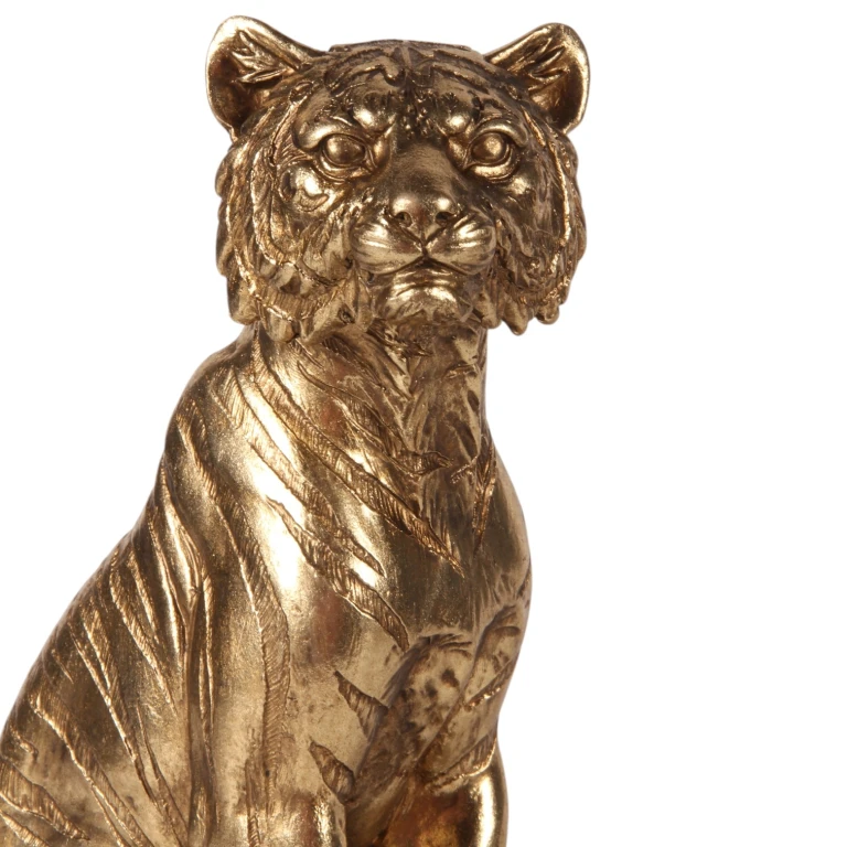 Statua di tigre su libri - oro - 29 cm