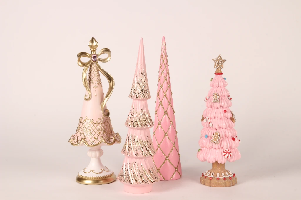 Albero di Natale in miniatura - rosa - 31,5 cm - resina artificiale