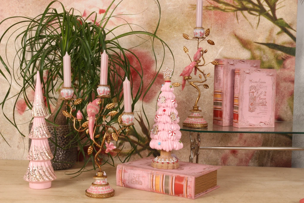 Albero di Natale in miniatura - rosa - 31,5 cm - resina artificiale