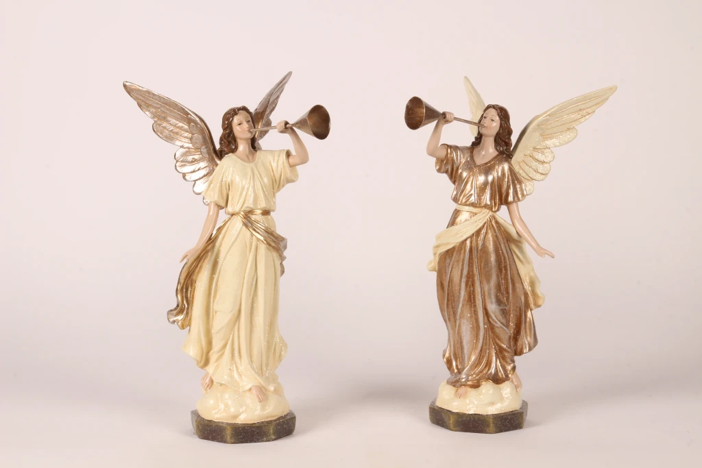 Statua di un angelo - beige - 41 cm - resina artificiale