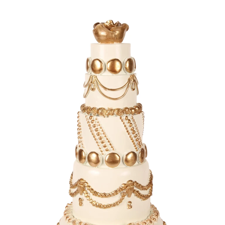 Torta decorativa - bianco/crema con oro - 47 cm - resina artificiale