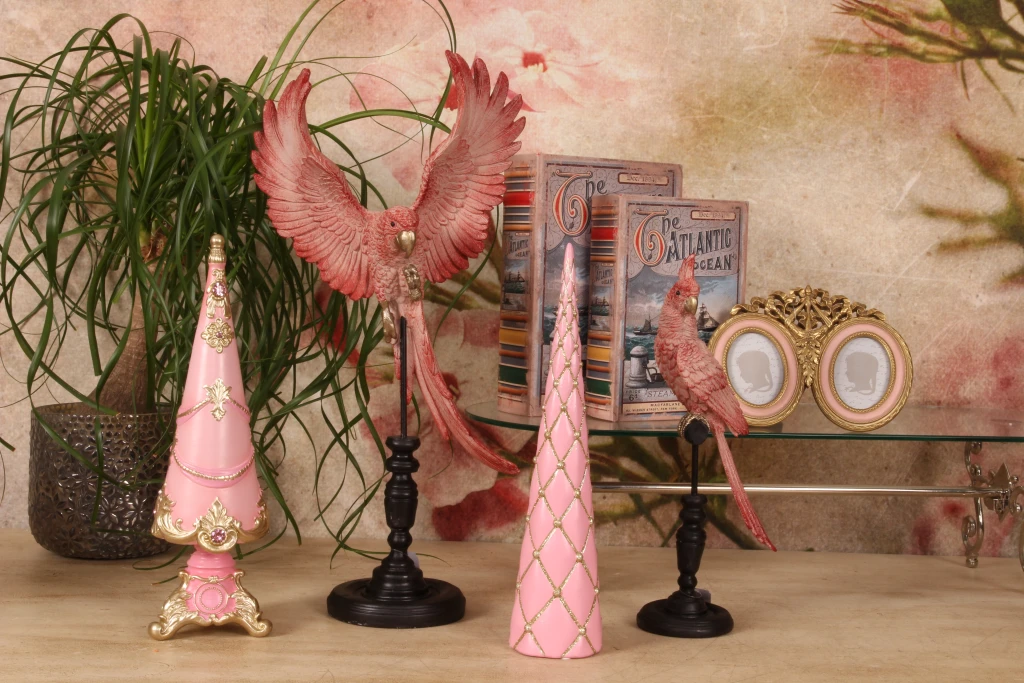 Pappagallo su bastone - rosa - 35 cm