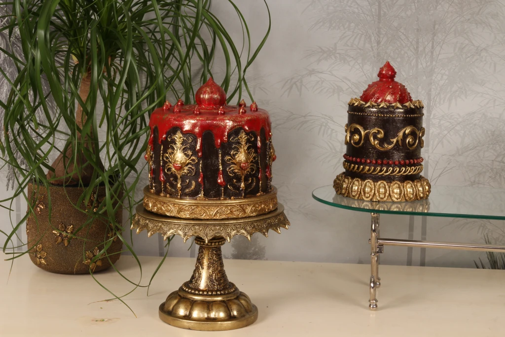 Torta decorativa - marrone - 20 cm - resina artificiale