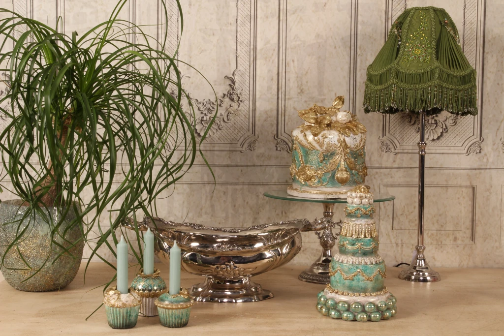 Torta decorativa - blu - 27,5 cm - resina artificiale