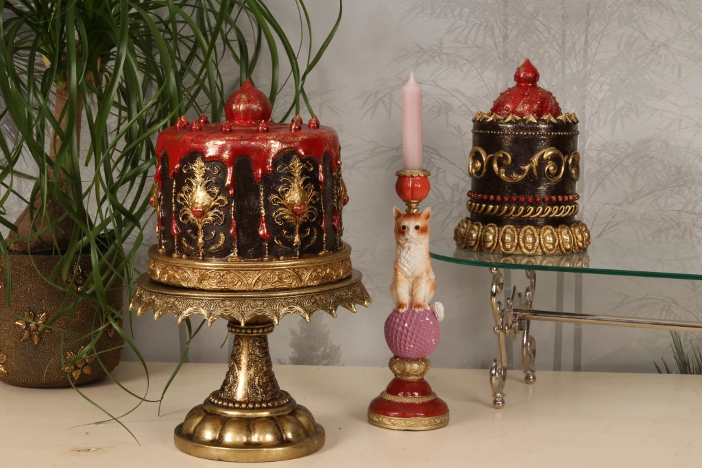 Torta decorativa - marrone - 23 cm - resina artificiale
