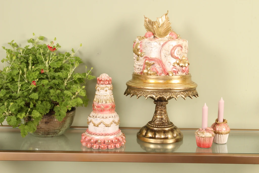 Torta decorativa - rosa - 31 cm - resina artificiale
