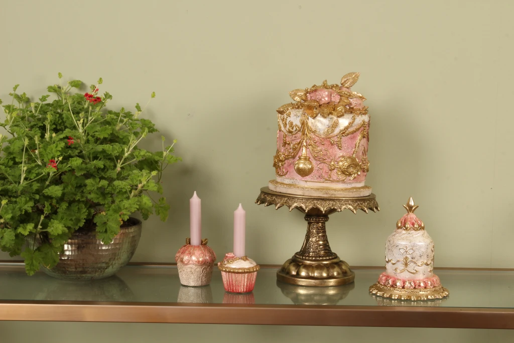 Torta decorativa - rosa - 18,5 cm - resina artificiale