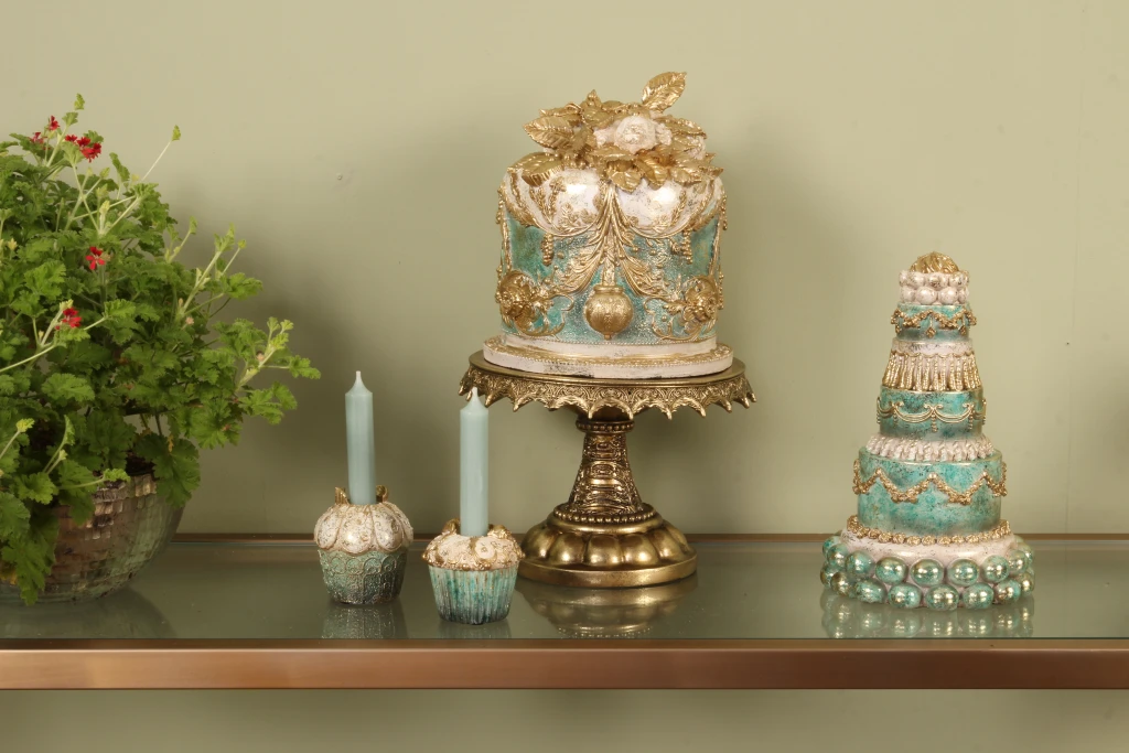 Torta decorativa - blu - 24 cm - resina artificiale