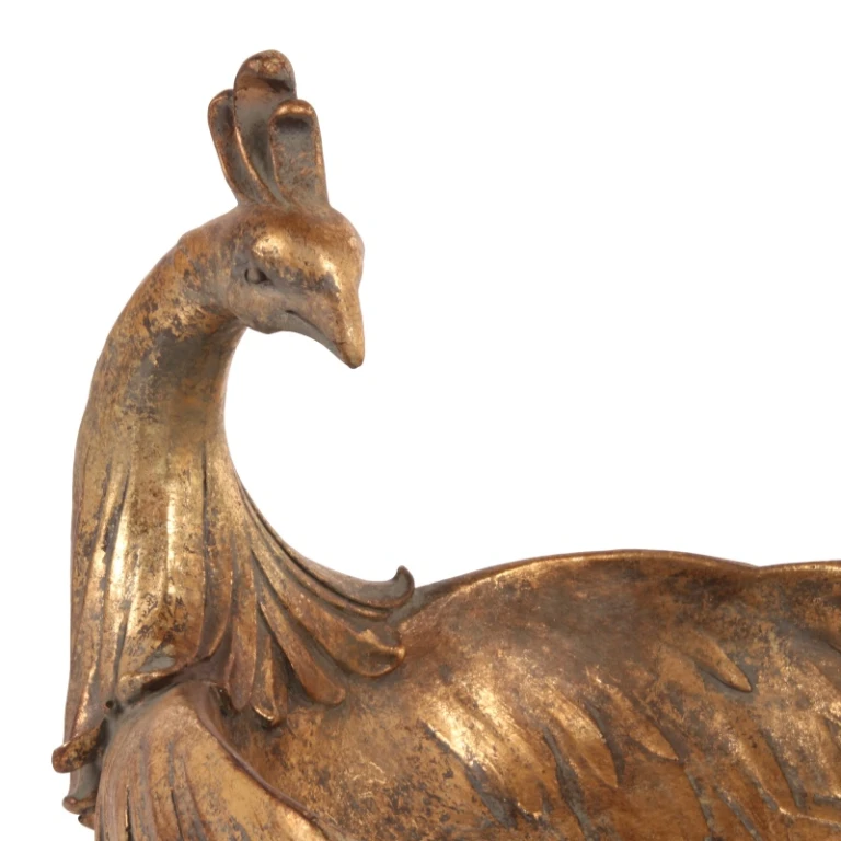Piatto decorativo stile olandese a forma di pavone - oro - 45 cm